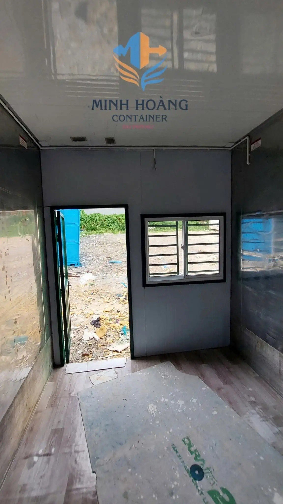 Container Văn Phòng 20 Feet Xanh Lá Viền Vàng Chia 2 Phòng